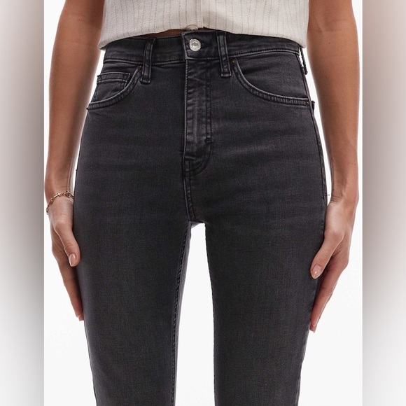 Topshop Jamie Skinny Jeans High Rise Cropped Ankle Length Washed Black Size 26 - Picture 2 of 16